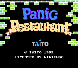 Panic Restaurant title screen for NES